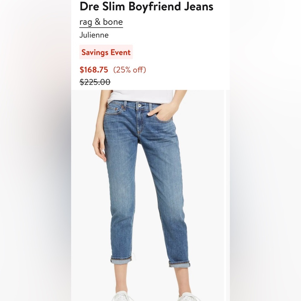 Brand new rag & bone Dre Slim Boyfriend Jeans